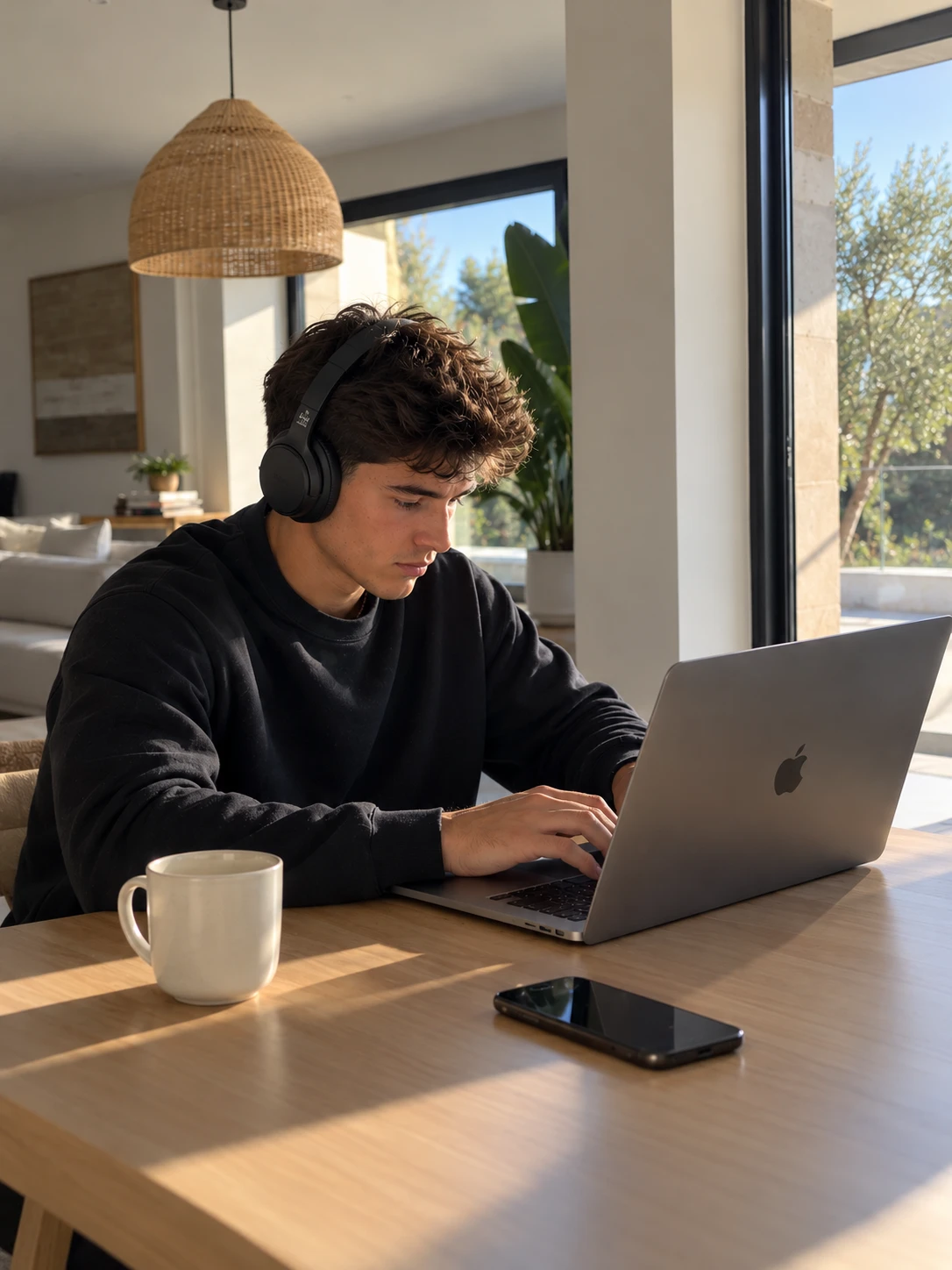 Santi Giménez editando contenido en su portátil